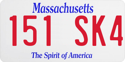MA license plate 151SK4