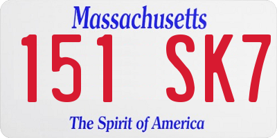 MA license plate 151SK7