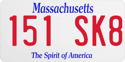 MA license plate 151SK8
