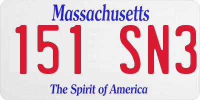 MA license plate 151SN3