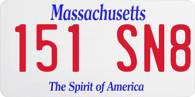 MA license plate 151SN8