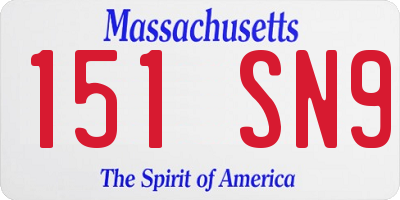 MA license plate 151SN9