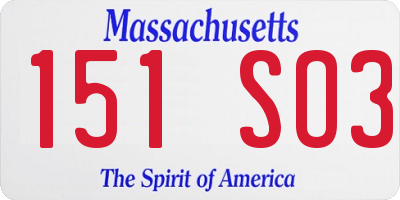 MA license plate 151SO3