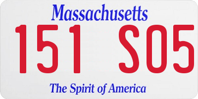 MA license plate 151SO5