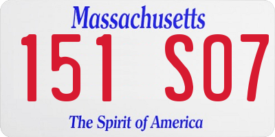 MA license plate 151SO7