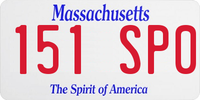 MA license plate 151SP0