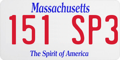 MA license plate 151SP3