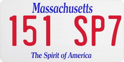 MA license plate 151SP7
