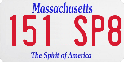 MA license plate 151SP8