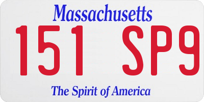 MA license plate 151SP9