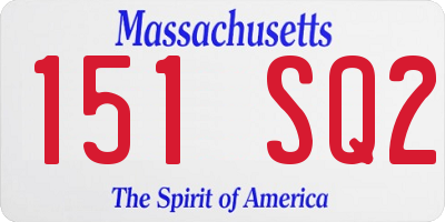MA license plate 151SQ2