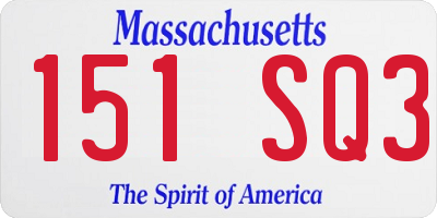 MA license plate 151SQ3