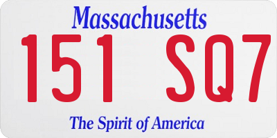 MA license plate 151SQ7