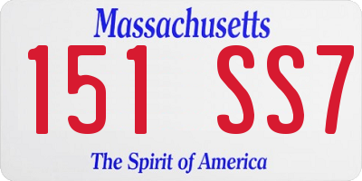 MA license plate 151SS7