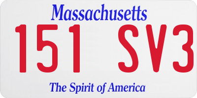 MA license plate 151SV3
