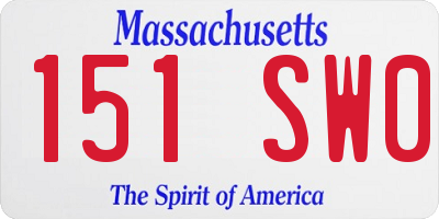 MA license plate 151SW0