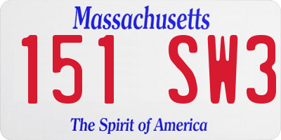 MA license plate 151SW3