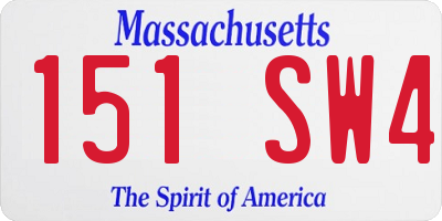 MA license plate 151SW4