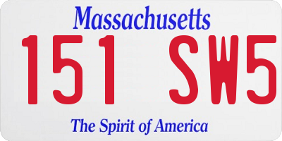 MA license plate 151SW5