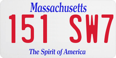 MA license plate 151SW7