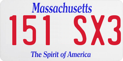MA license plate 151SX3