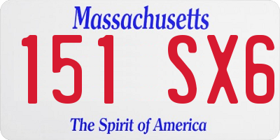 MA license plate 151SX6