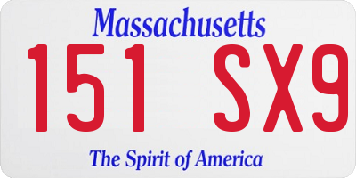 MA license plate 151SX9