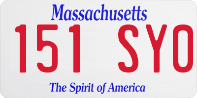 MA license plate 151SY0