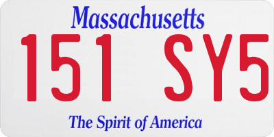MA license plate 151SY5