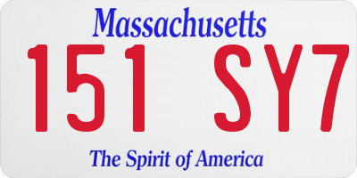 MA license plate 151SY7
