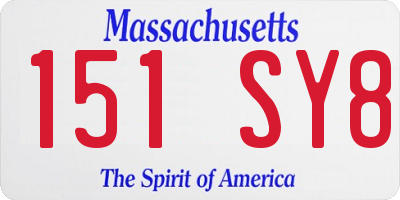 MA license plate 151SY8