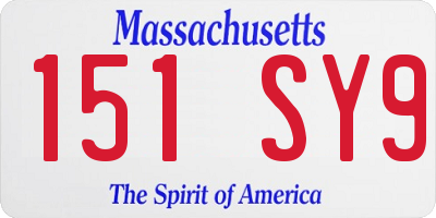 MA license plate 151SY9