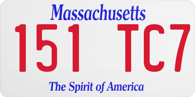 MA license plate 151TC7