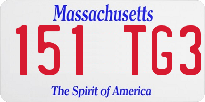 MA license plate 151TG3