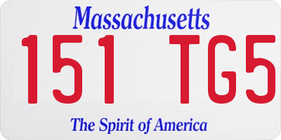 MA license plate 151TG5