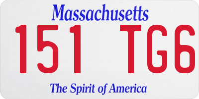 MA license plate 151TG6