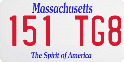 MA license plate 151TG8