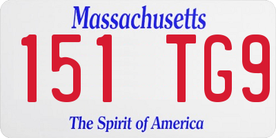 MA license plate 151TG9