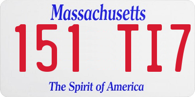 MA license plate 151TI7
