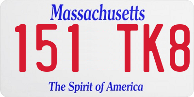 MA license plate 151TK8