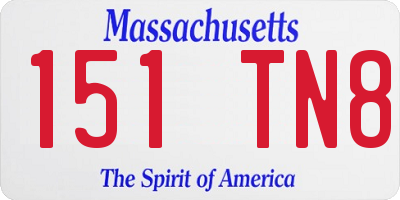 MA license plate 151TN8