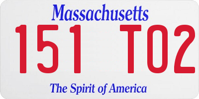 MA license plate 151TO2