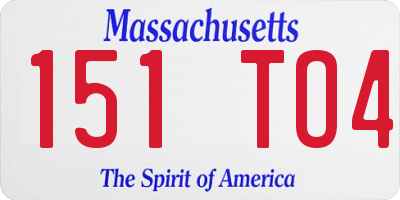 MA license plate 151TO4