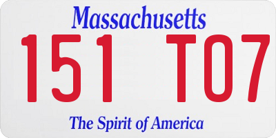 MA license plate 151TO7