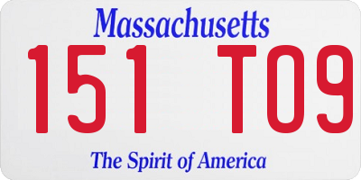 MA license plate 151TO9