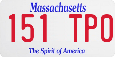 MA license plate 151TP0