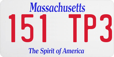 MA license plate 151TP3