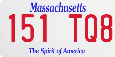 MA license plate 151TQ8
