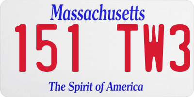 MA license plate 151TW3