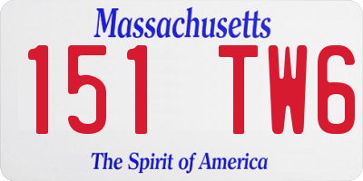 MA license plate 151TW6